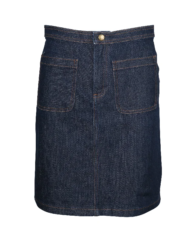 Casual Chic Clothing A.P.C Denim Skirt in Navy Blue Cotton