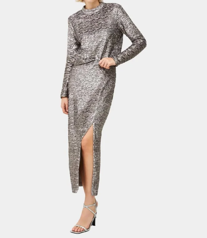 Laid-Back Elegance Adalynn Sequin Skirt In Grey