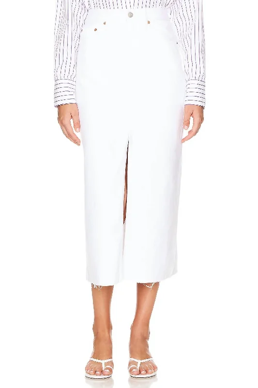 Current Trends Alice High Rise Midi Skirt In White