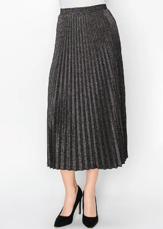 Discounts On Casual Weekend Styles Black Pleated Lurex Shimmer Skirt