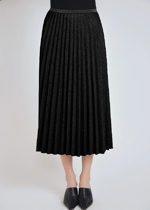 Big Discounts Black Pleated Suede Midi Skirt