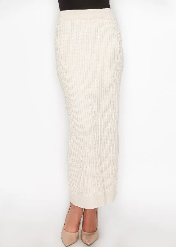 Limited Stock Cable Knit Cream Maxi Skirt