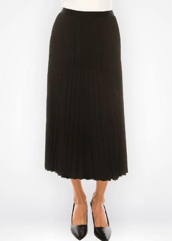 Elevated Style Classic Pleated Black Skirt