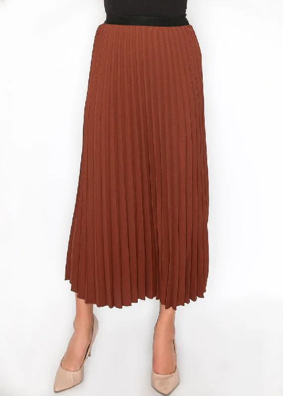 Browse Our Top Products Classic Pleated Rust Midi Skirt