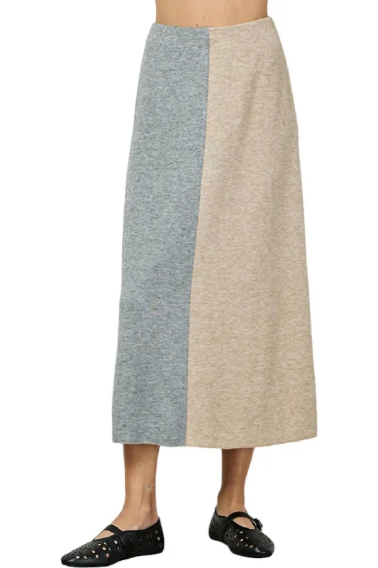 Limited Stock, Big Discounts Color Block Skirt In Taupe/grey