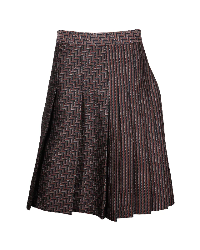 Sophisticated Outfits Diane Von Furstenberg Asymmetric Pleated Skirt in Brown Polyester