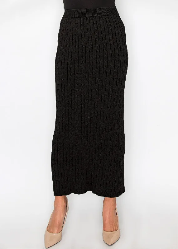 Season Sale Elegant Black Cable Knit Skirt