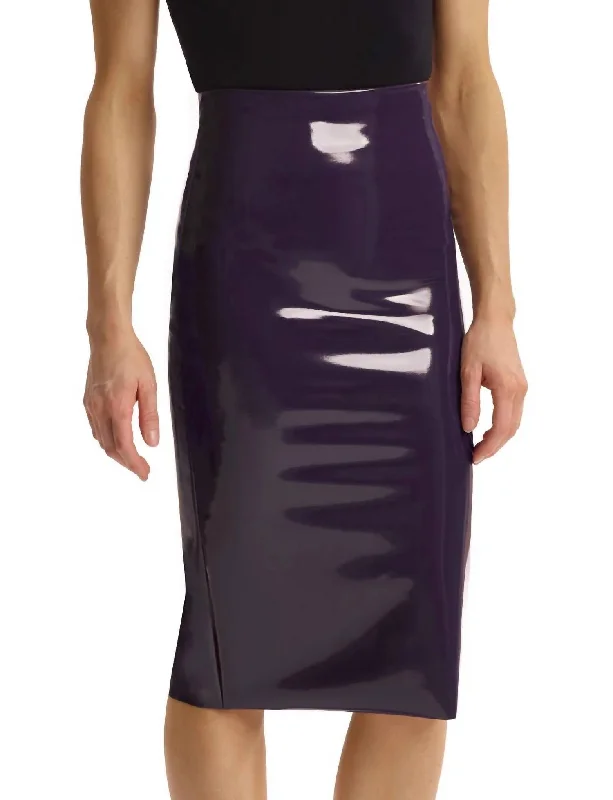 Sale Event, Prices Rock Faux Patent Leather Midi Skirt In Aubergine