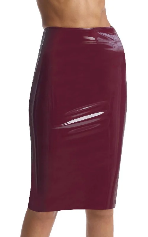 Clearance Sale, All Cheap Faux Patent Leather Midi Skirt In Burgundy