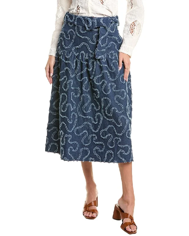 Stupidly Low Prices Gracia Denim Distress Midi Skirt