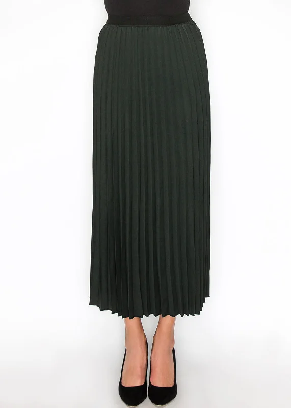 Special Offer Hunter Green Midi Pleat Skirt