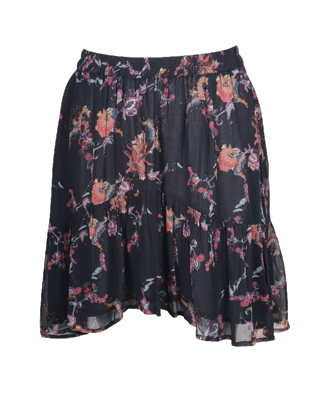 Current Trends Iro Asymmetric Mini Skirt in Floral Printed Viscose