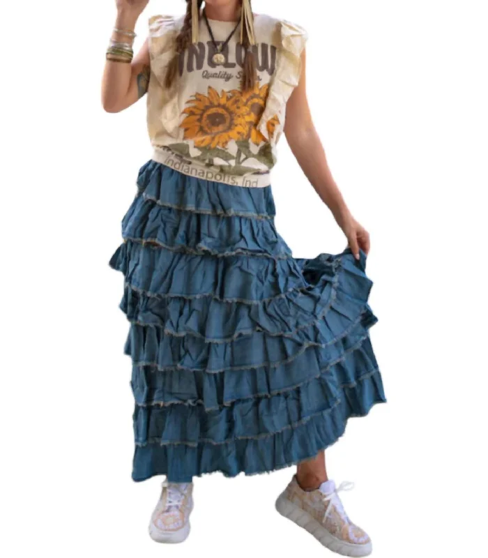 Crazy Discounts, Hurry Up Layers Of Skies Skirt In Blue