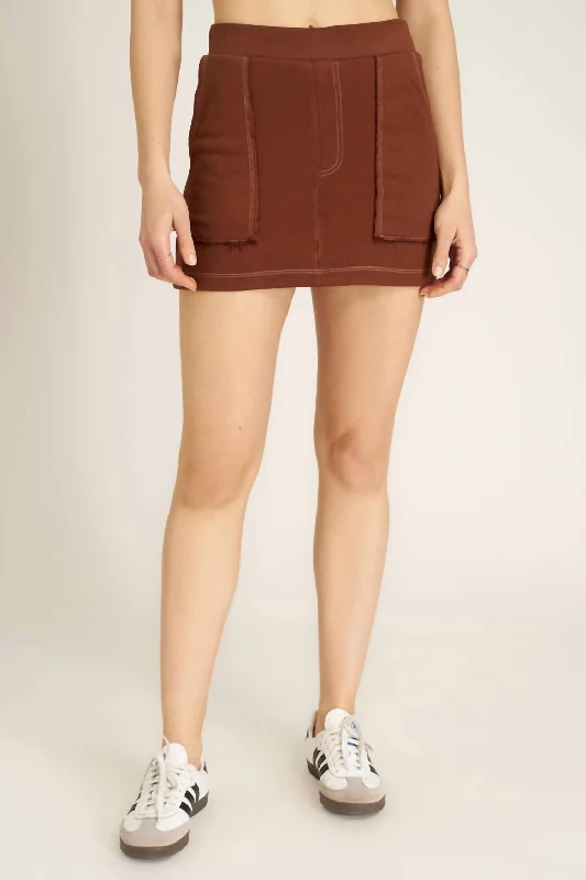 Elegant Styles Lillian Mini Skirt In Brown