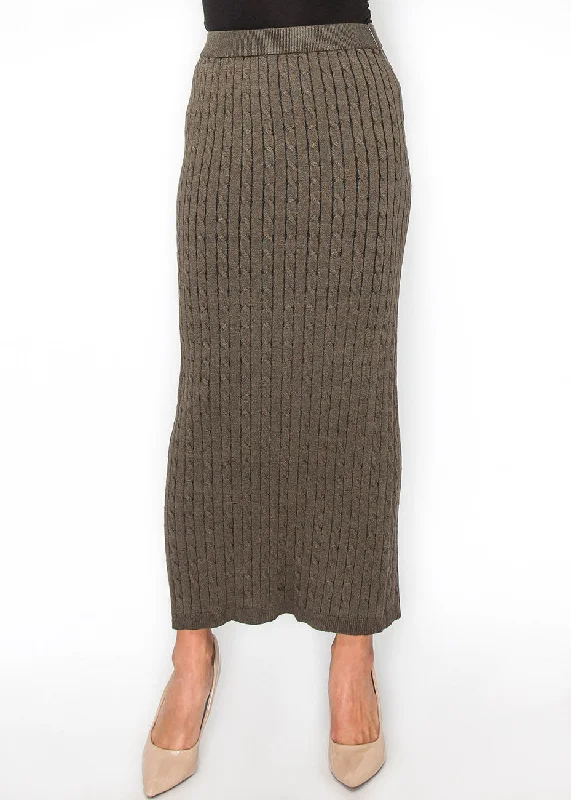 Must Haves Olive Cable-Knit Maxi Skirt