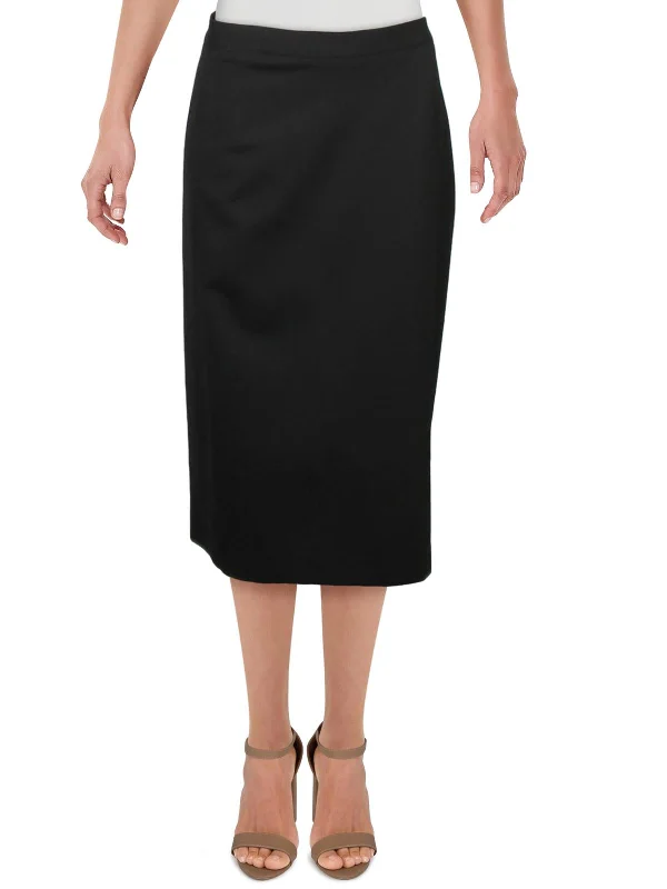 Preppy Style Plus Womens Ruched Office Pencil Skirt