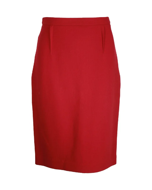 Casual Chic Roland Mouret Arreton Pencil Skirt in Red Wool