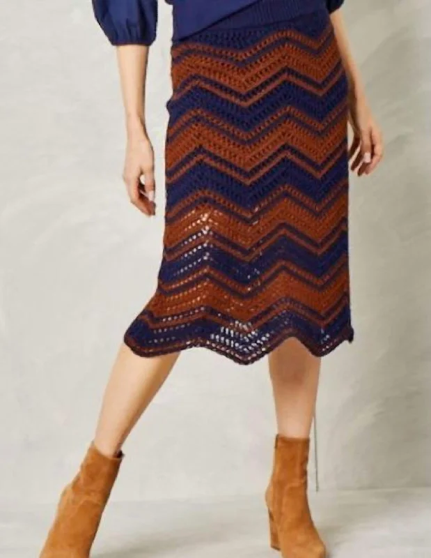 Chic Casual Style Sadie Skirt-Cotton-Navy Multi