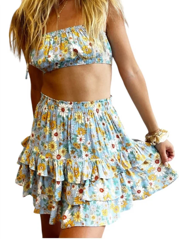 Urban Femme Streetwear Skye Ruffle Mini Skirt In Floral Sky