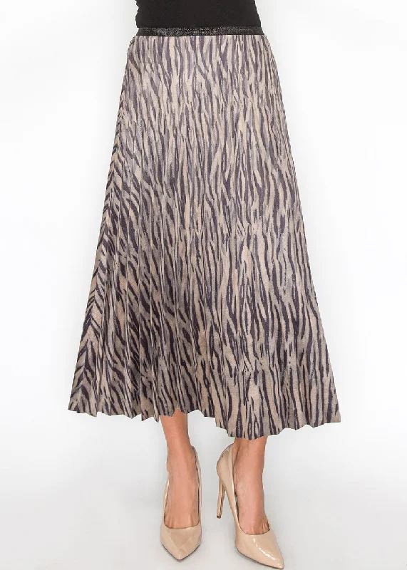 Graceful Fashion Striped Safari Pleated Skirt