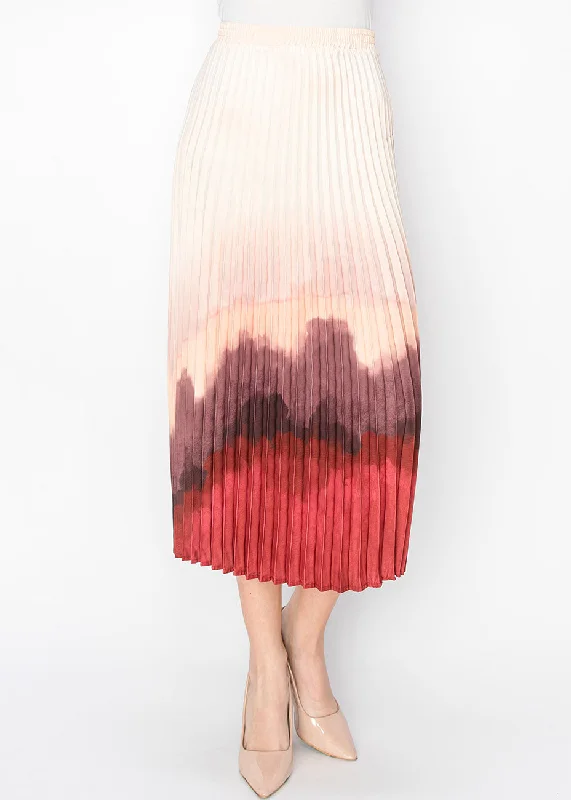 High End Fashion Sunset Ombre Pleated Skirt