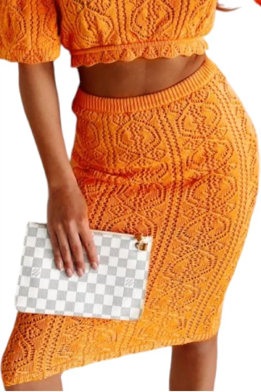 Evening Elegance Urban Crochet Cover Up Skirt In Orange