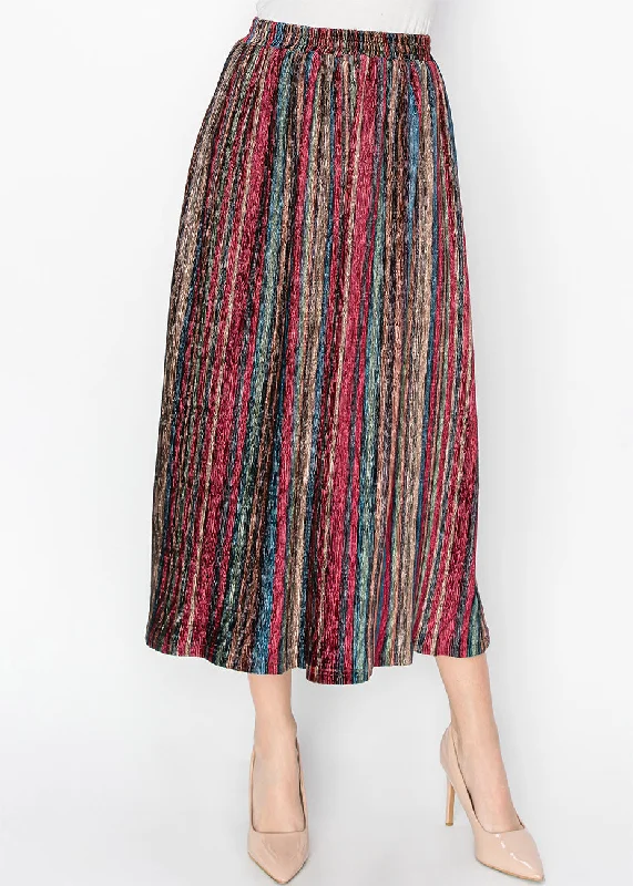 Classic Timeless Elegant Style Vibrant Stripe Modest Skirt