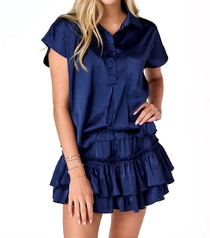 Urban Femme Streetwear Willow Satin Mini Skirt In Navy