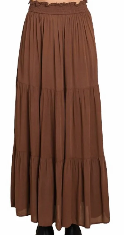 Fashionista Favorites Women's Maxi With Tiered Skirt In Cocoa