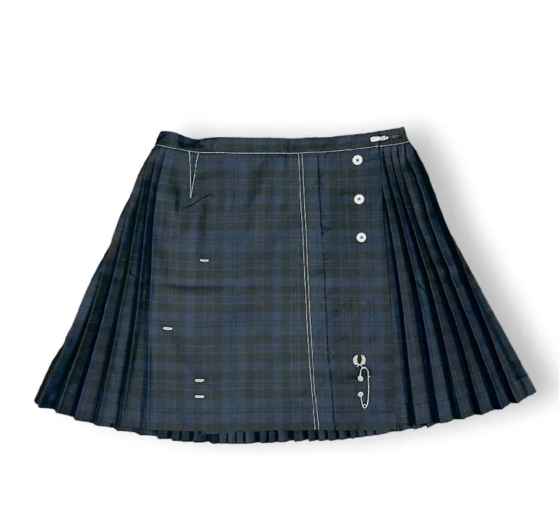 Additional Time-Limited Offers Women's Tonal Tartan Tennis Skirt In Black/navy