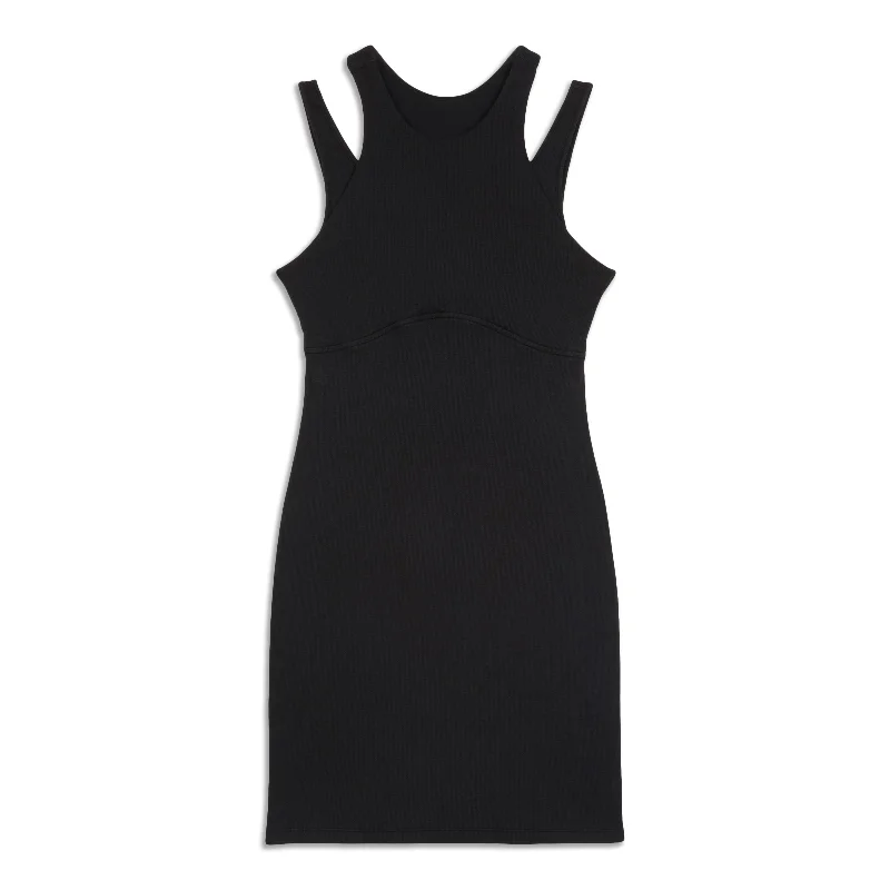 Premium Fashion Ribbed Cotton Modal Cut-Out Dress - Resale