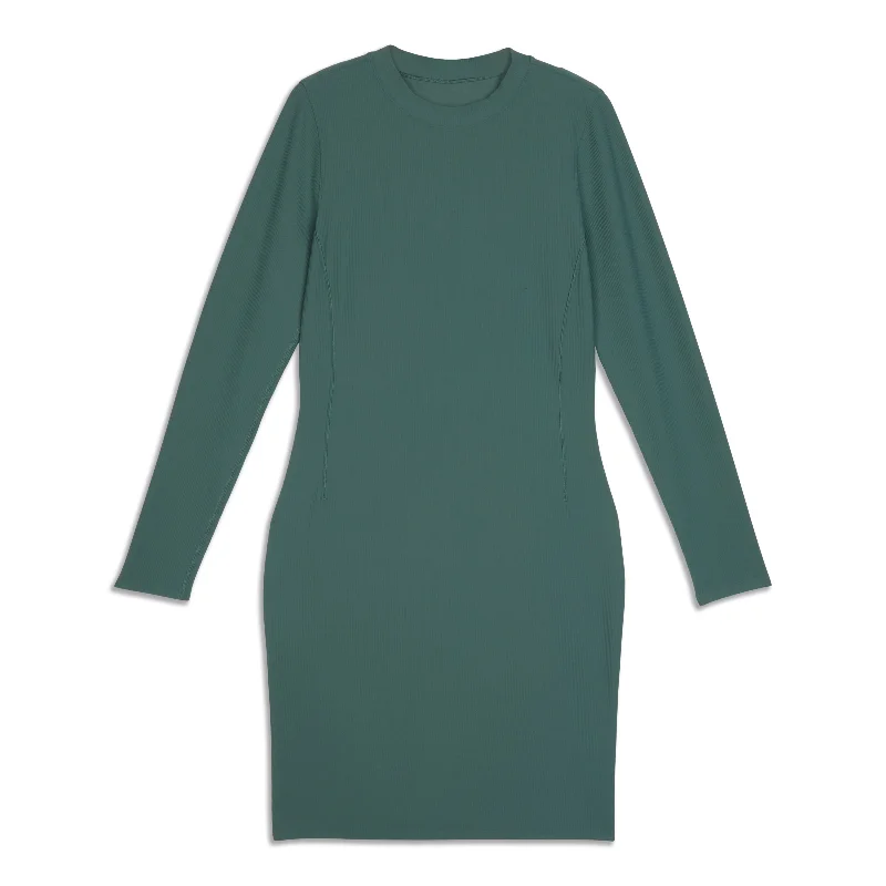 Eclectic Fashion Ribbed Long-Sleeve Dress - Resale