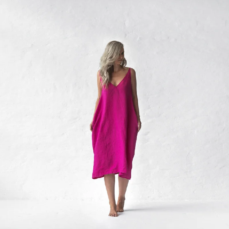 Contemporary Elegance Seaside Tones Nanami Midi Dress - Neon Pink