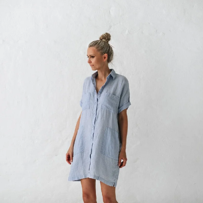 Limited Quantities Seaside Tones Linen Tunic Dress - Blue