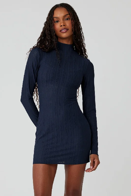 Seasonal Sale Euphoria Long Sleeve Dress - Navy