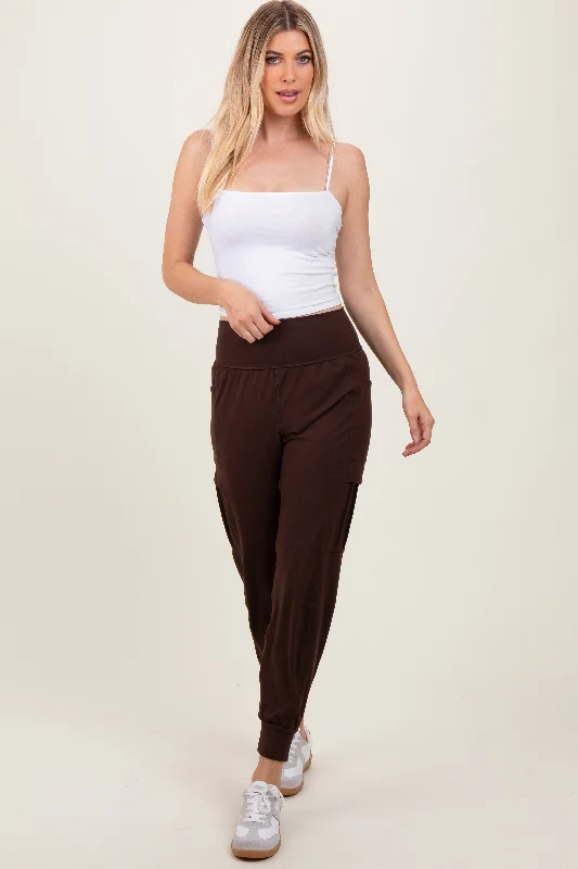 Gorgeous Glamour Collection Dark Mocha Cargo Pocket Jogger Pants