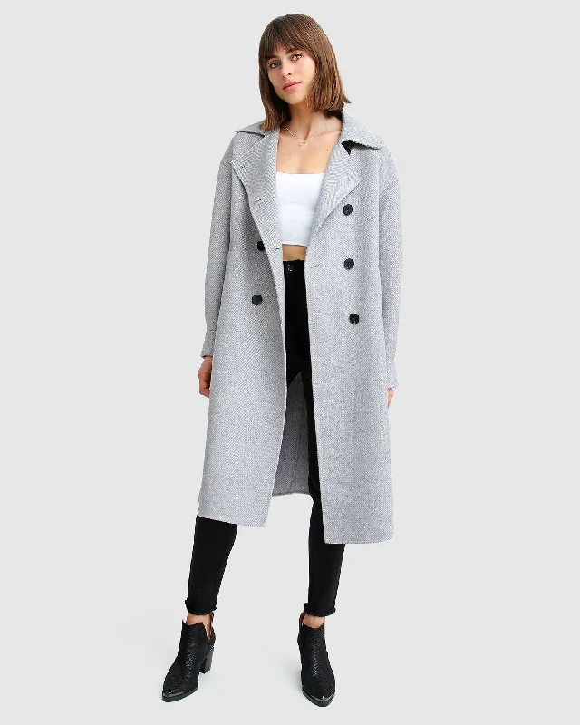 Fashion Forward Femme Dream Lover Loose Fit Wool Blend Coat - Grey