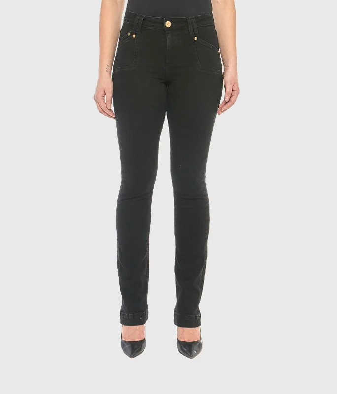 Summer Deals KRISTINE-RBLK Mid-Rise Straight Jeans