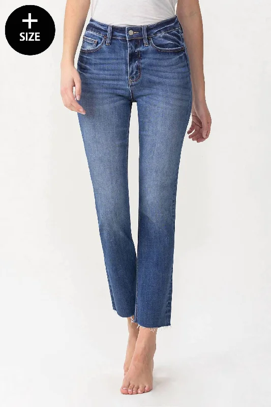 Catch Every Fashion Trend Masterfully High Rise Slim Straight Jean In Medium Wash