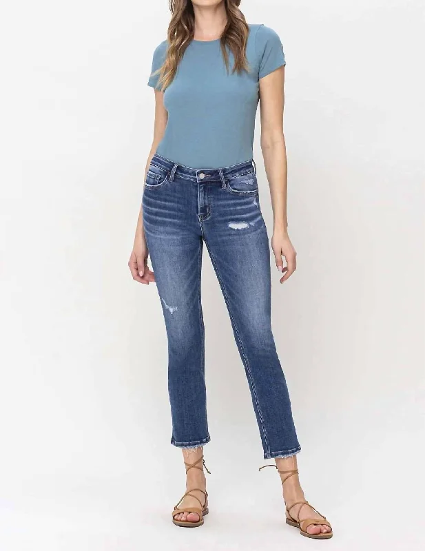 Signature Style Essentials Mid Rise Straight Jeans In Blue