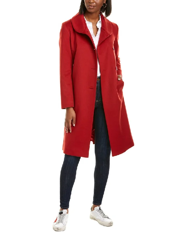 Stay Ahead In Style sofiacashmere Round Collar Wool & Cashmere-Blend Coat