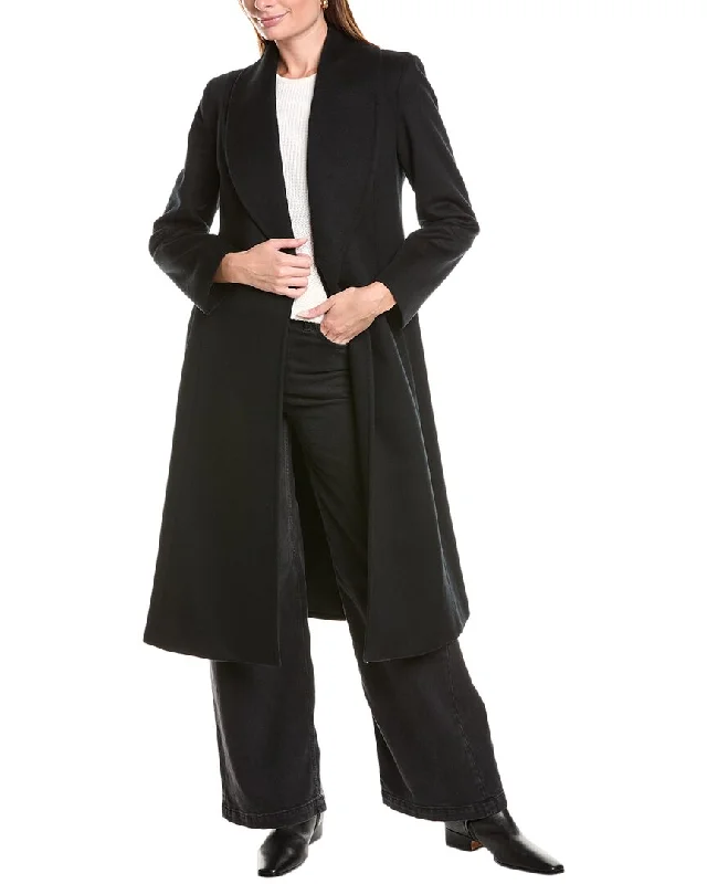 Ride The Style Wave sofiacashmere Shawl Collar Wool & Cashmere-Blend Coat