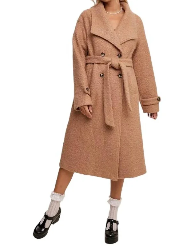 Casual Yet Stylish Separates Teddy Long Coat In Camel