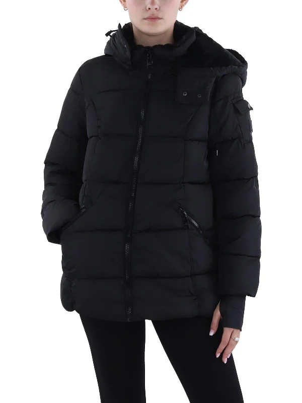 Style Beyond Borders Womens Faux Fur Lined Quilted Puffer Jacket