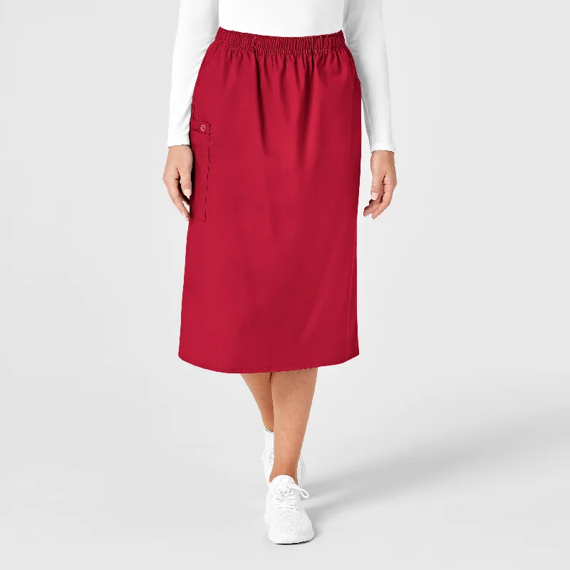 Stylish Statements WonderWORK Women's Pull On Cargo Scrub Skirt - Red